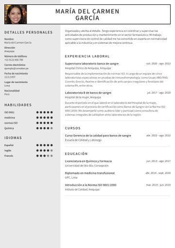 CV para personal farmacéutico
