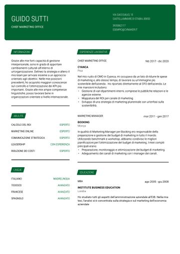 esempio di cv cornell verde