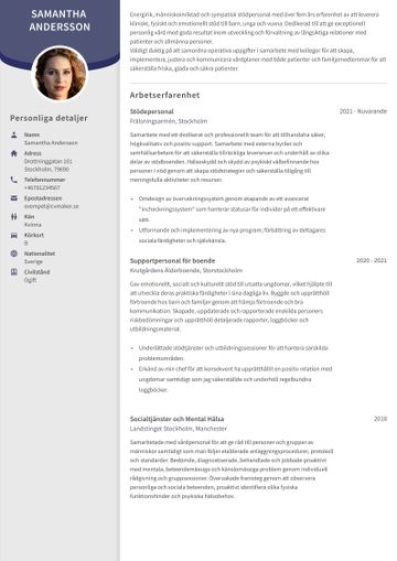 Stödpersonal CV-example