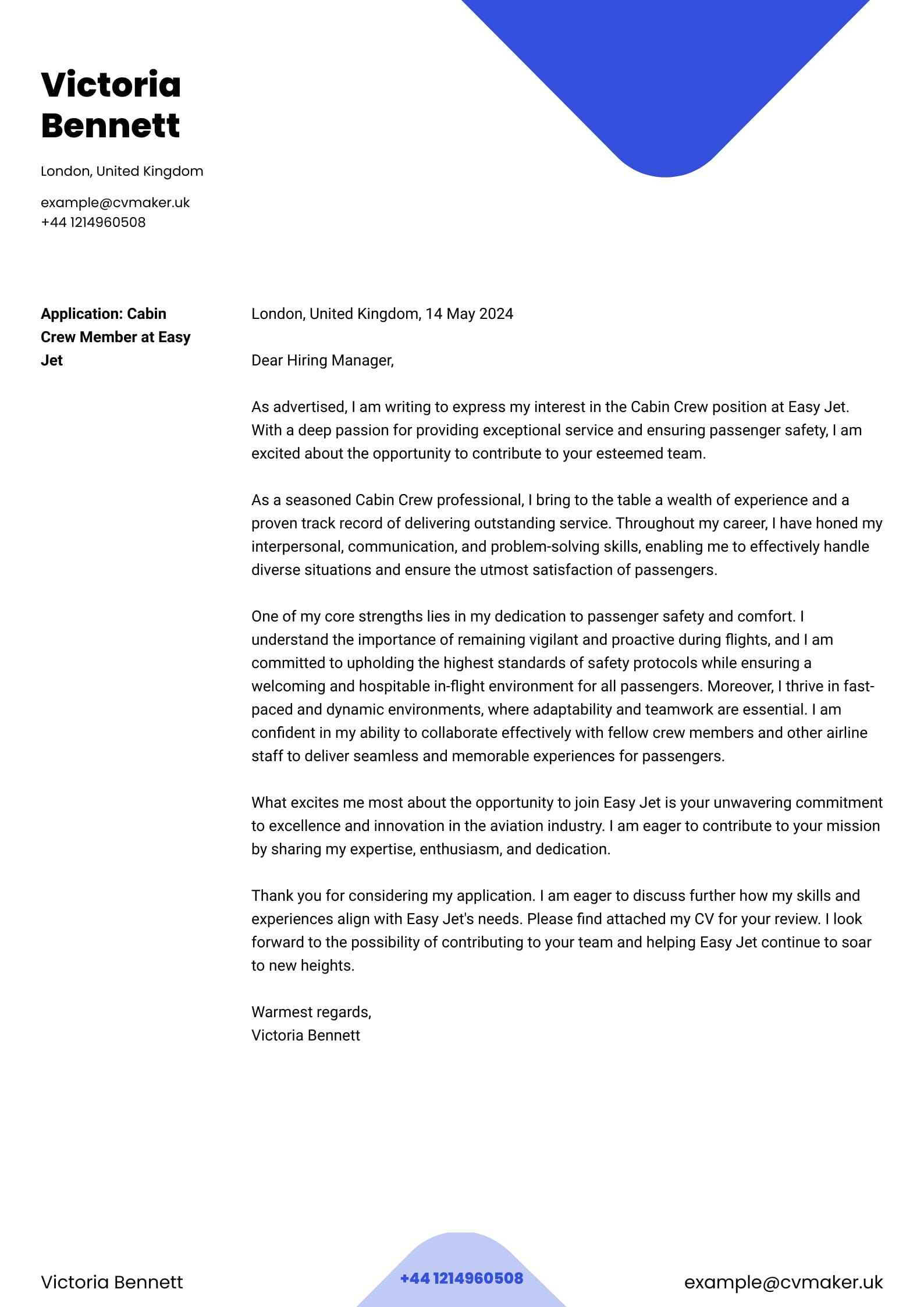 Cabin Crew Cover Letter