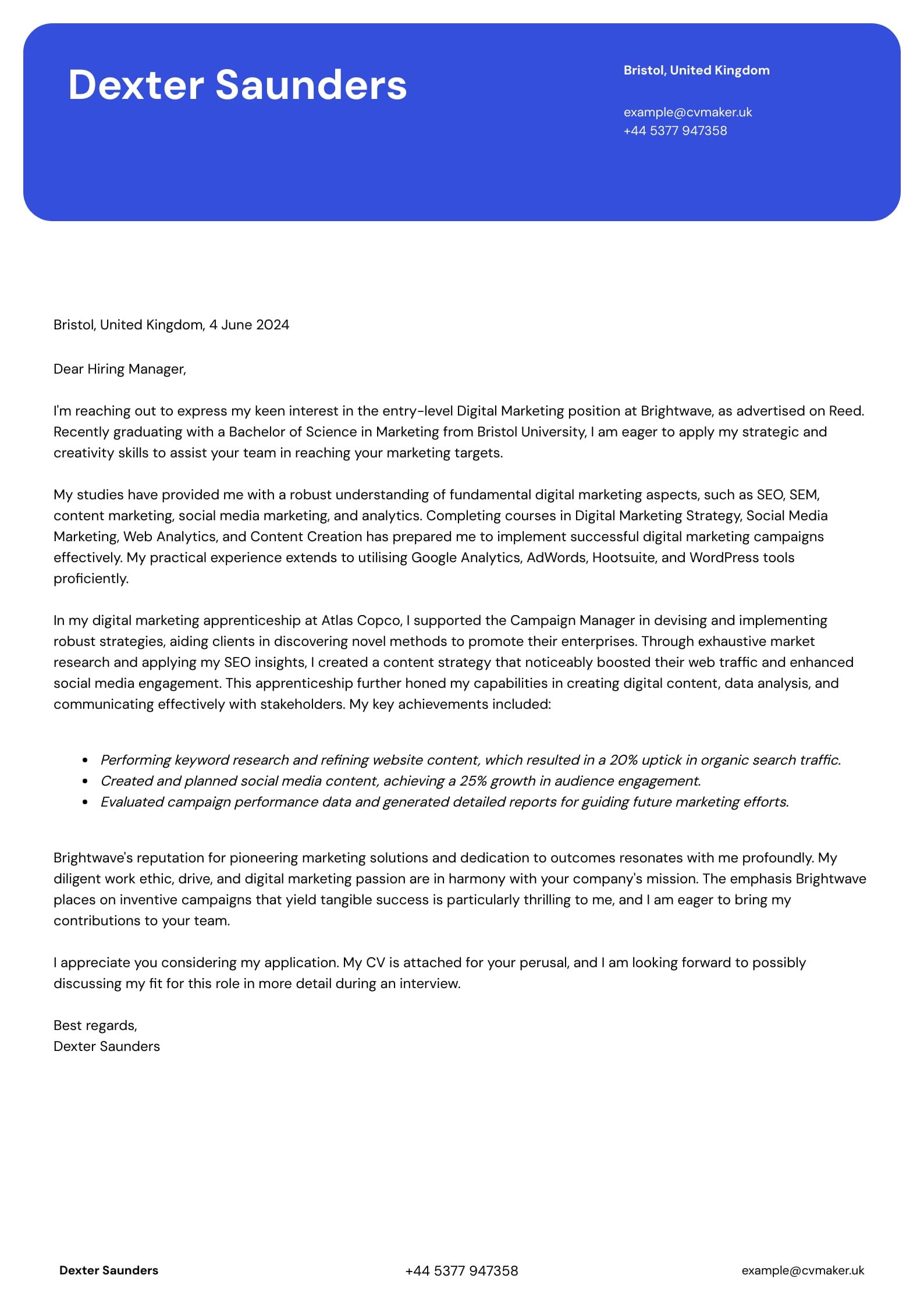 Graduate Cover Letter