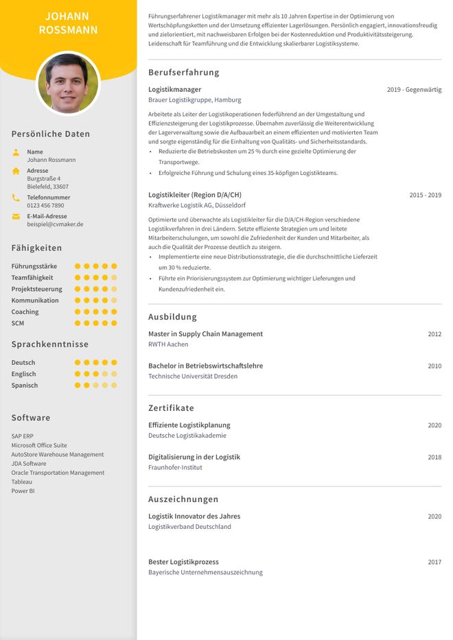 Lebenslauf Beispiel Führungskraft
