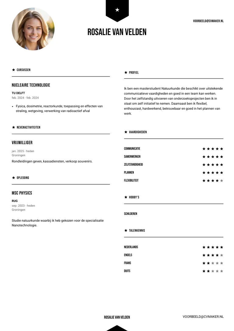 Cv voorbeeld student wo