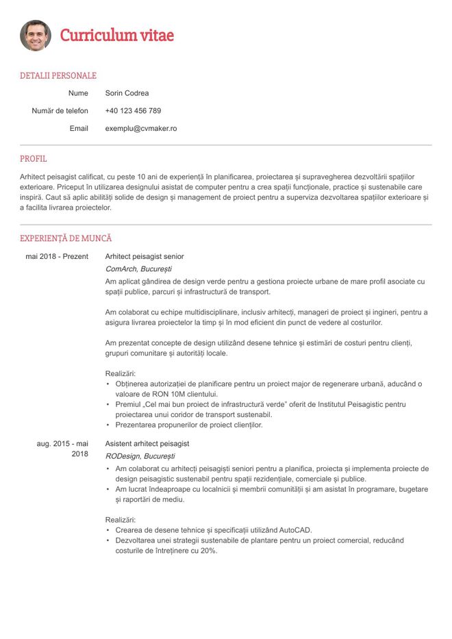 CV arhitect