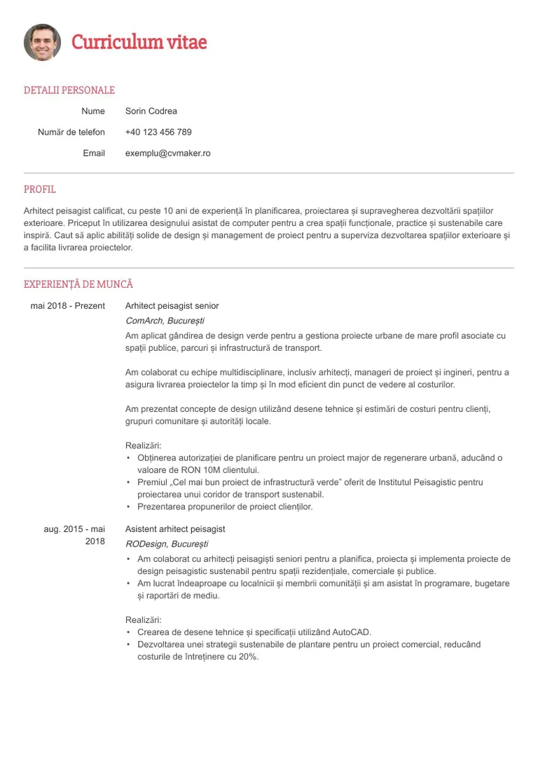 CV arhitect