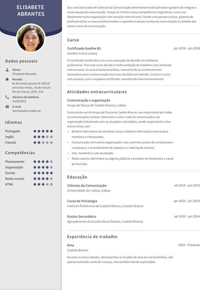 modelo de CV profissional