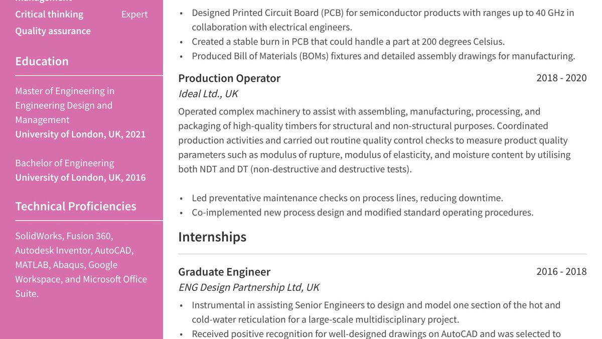 Engineering CV Example: Writing guide for 2026