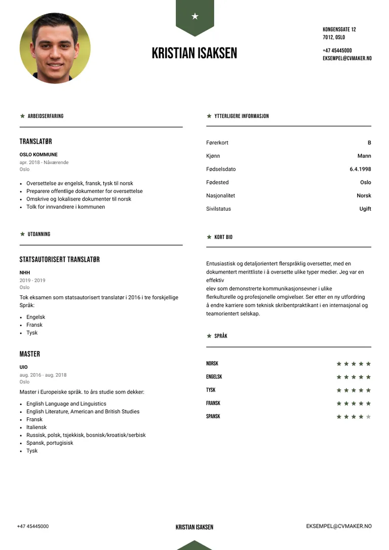 Eksempel på CV for karriereendring