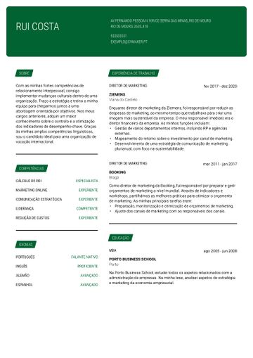 Exemplo CV cornell verde