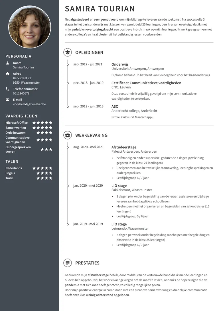 onderwijs voorbeeld cv