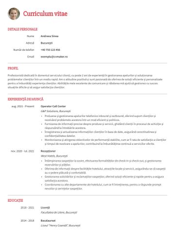 Model CV operator call center