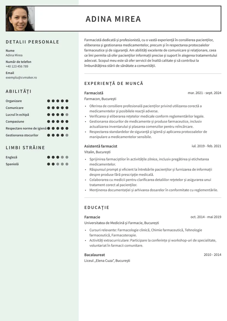 CV farmacista