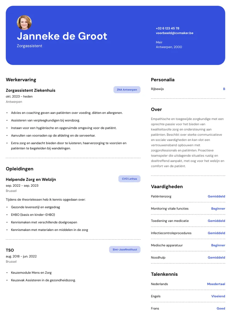 zorg cv-voorbeeld