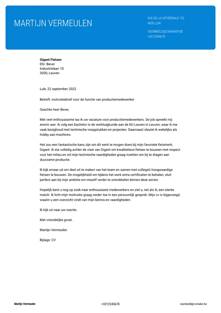 korte sollicitatiebrief voorbeeld