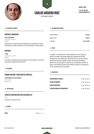 Ejemplo de CV Currículum de Contable