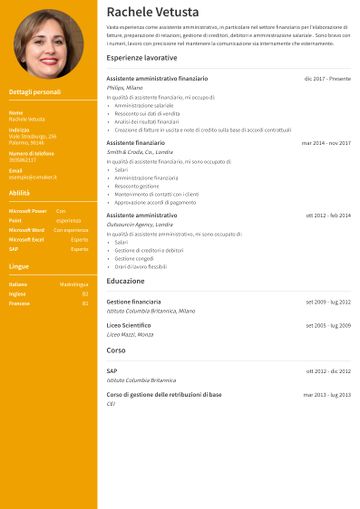 esempio di cv stanford giallo
