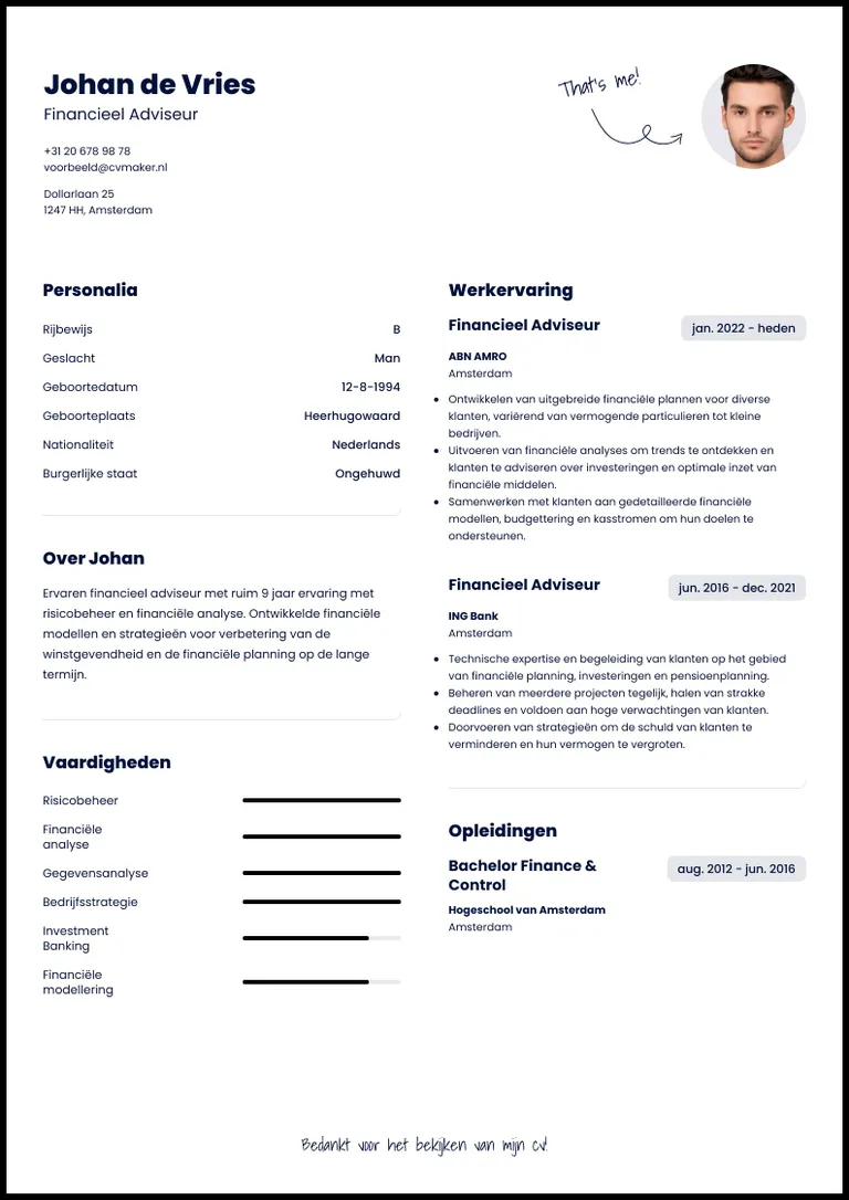 Michigan cv template voor een simpel cv