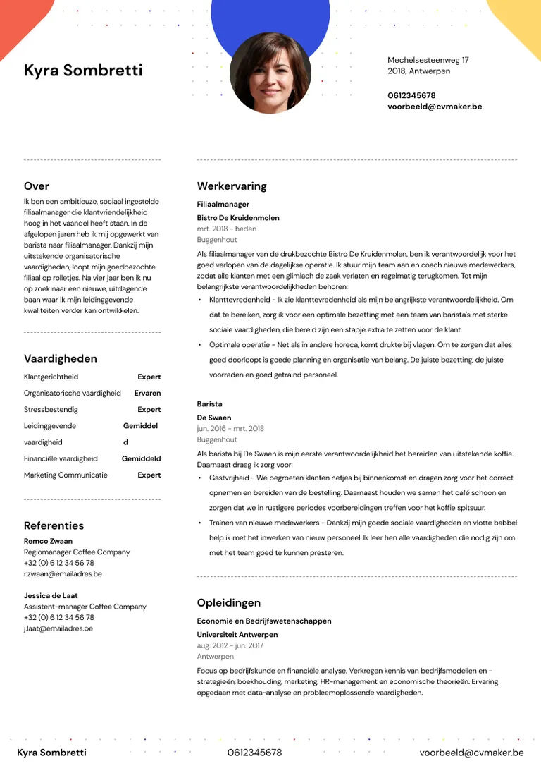 cv-voorbeeld met een adres