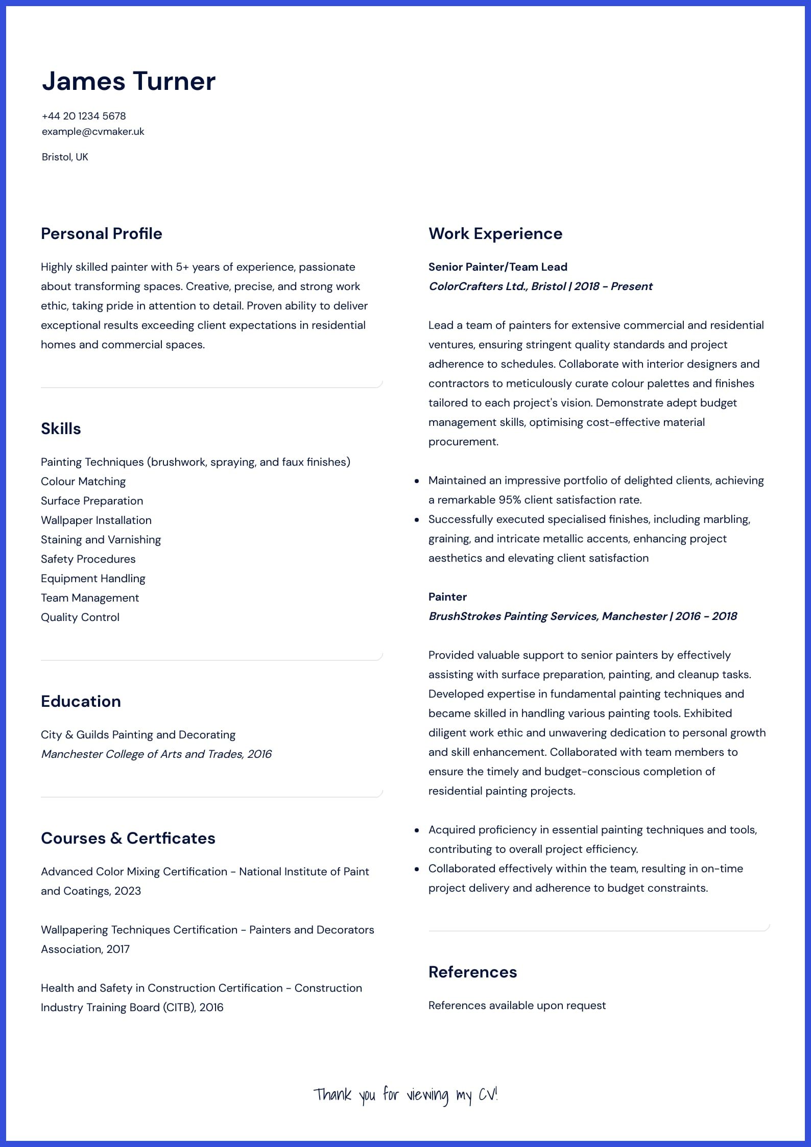 Painter CV