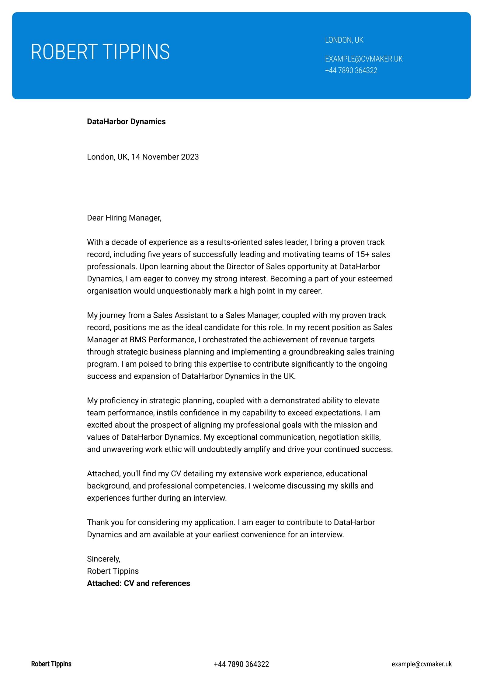 Sales Cover Letter