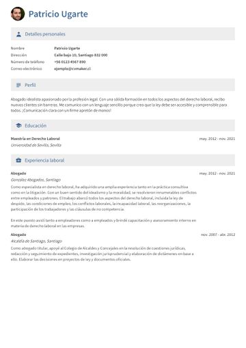 ejemplo CV abogado