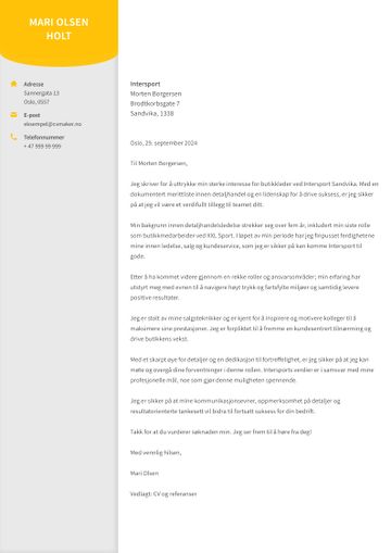 CV eksempel Butikkleder