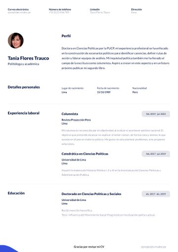 ejemplo de cv académico