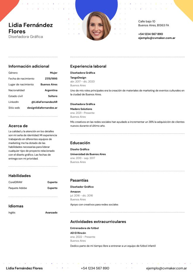 ejemplo CV diseñador gráfico