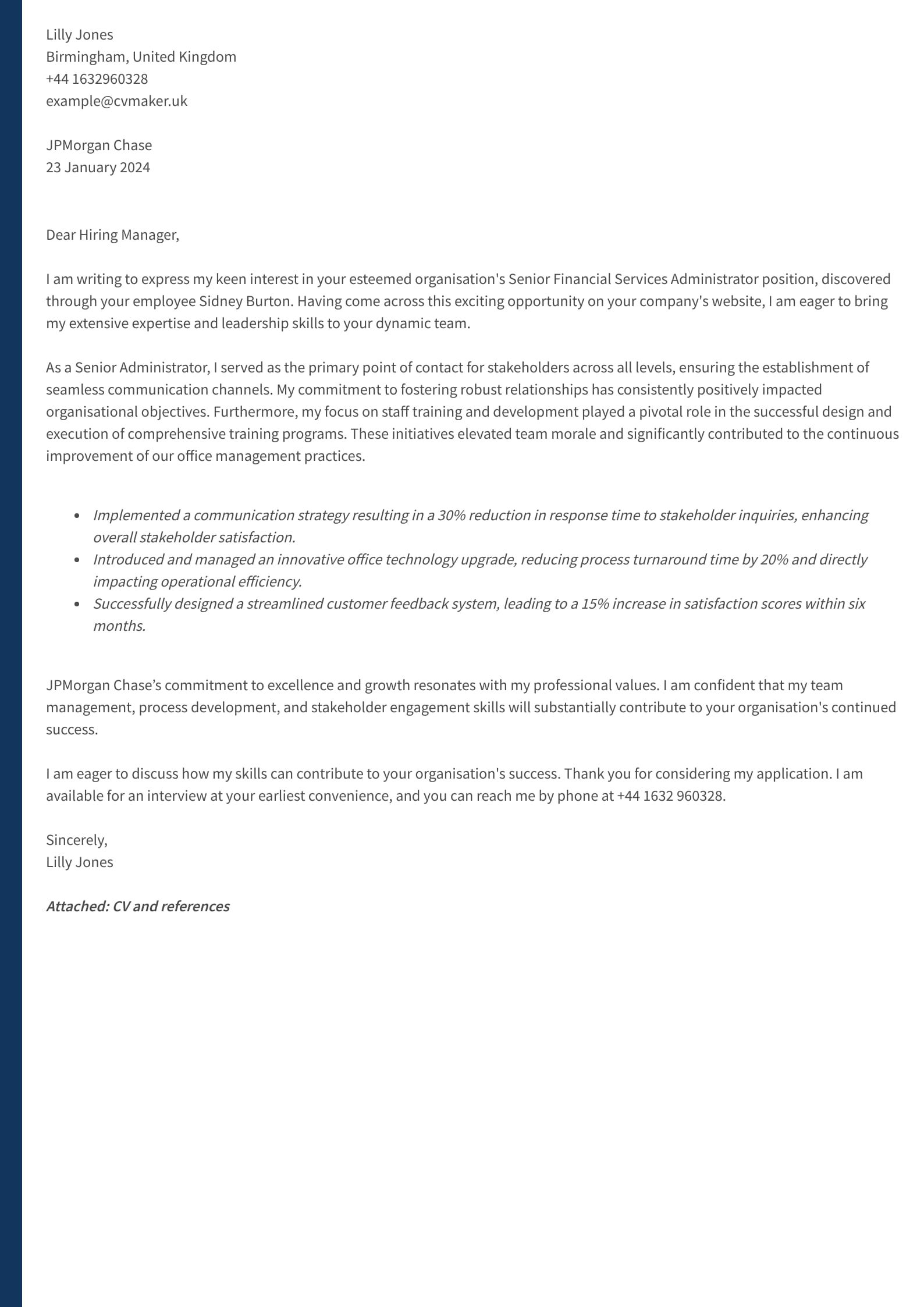 Administrator Cover Letter