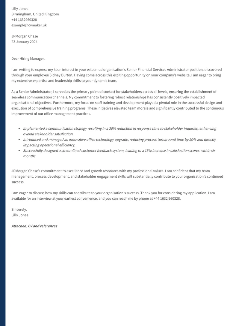 Simple cover letter example