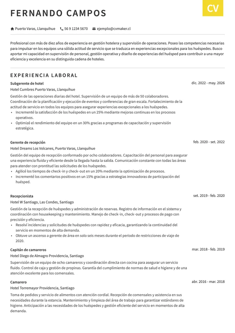 Ejemplo de CV 2 páginas
