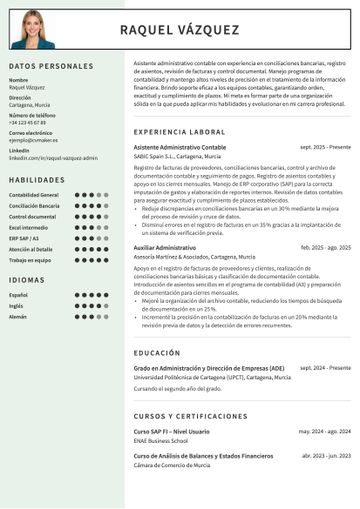 Ejemplo de CV de Asistente Administrativo
