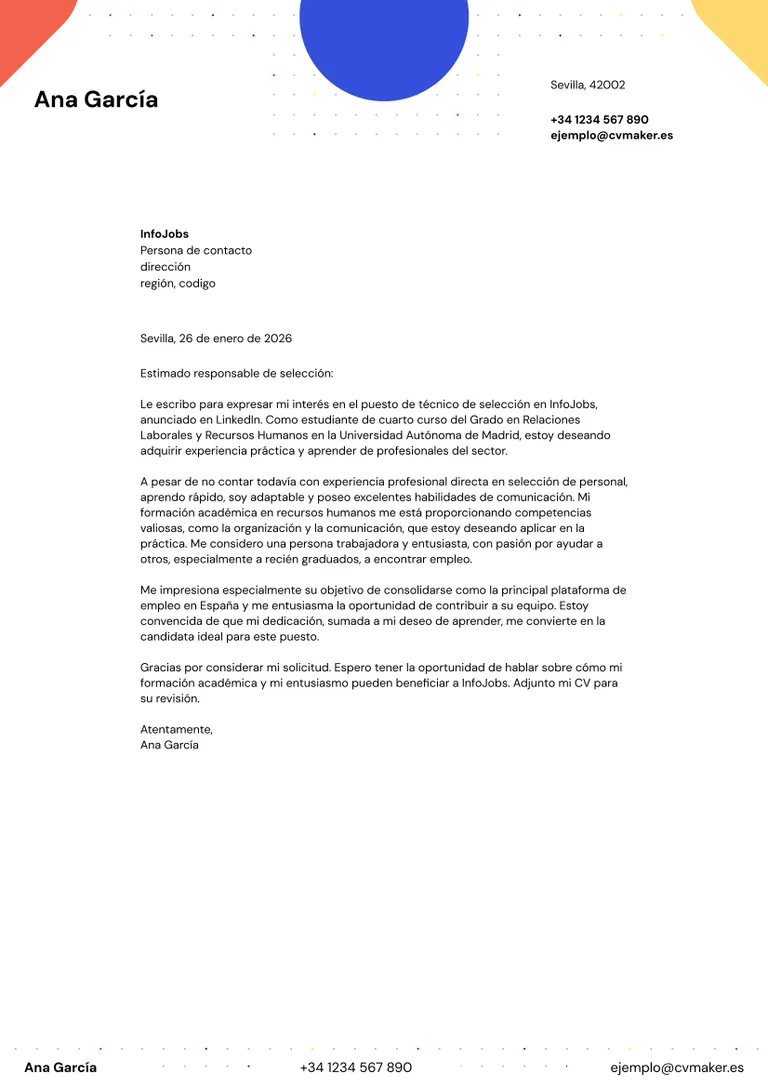 carta de presentación sin experiencia