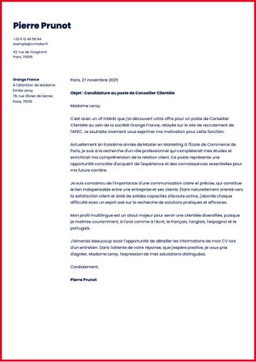 lettre de motivation modèle michigan rouge