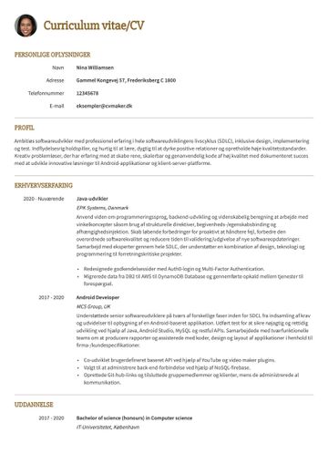 CV-skabelon princeton gul