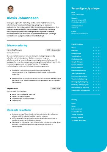 CV-skabelon california blå
