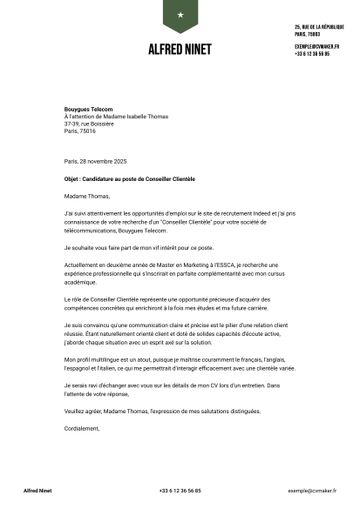 lettre de motivation modèle peking vert