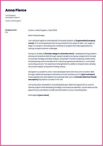 consultant cover letter sample no experience