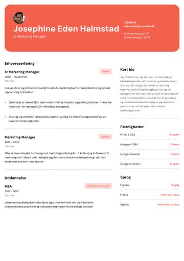 CV-skabelon erasmus rød