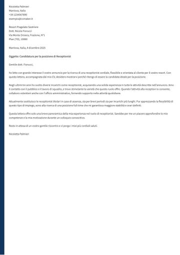 lettera presentazione esempio oxford viola