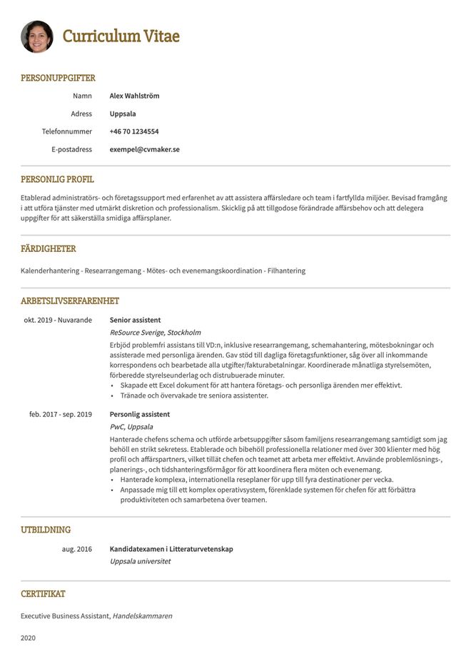 Exempel på enkelt CV