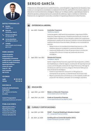 ejemplo de cv de finanzas