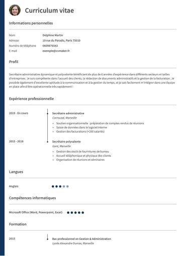 CV exemple oxford violet