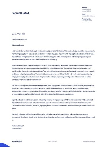 Öppen Ansökan Exempel