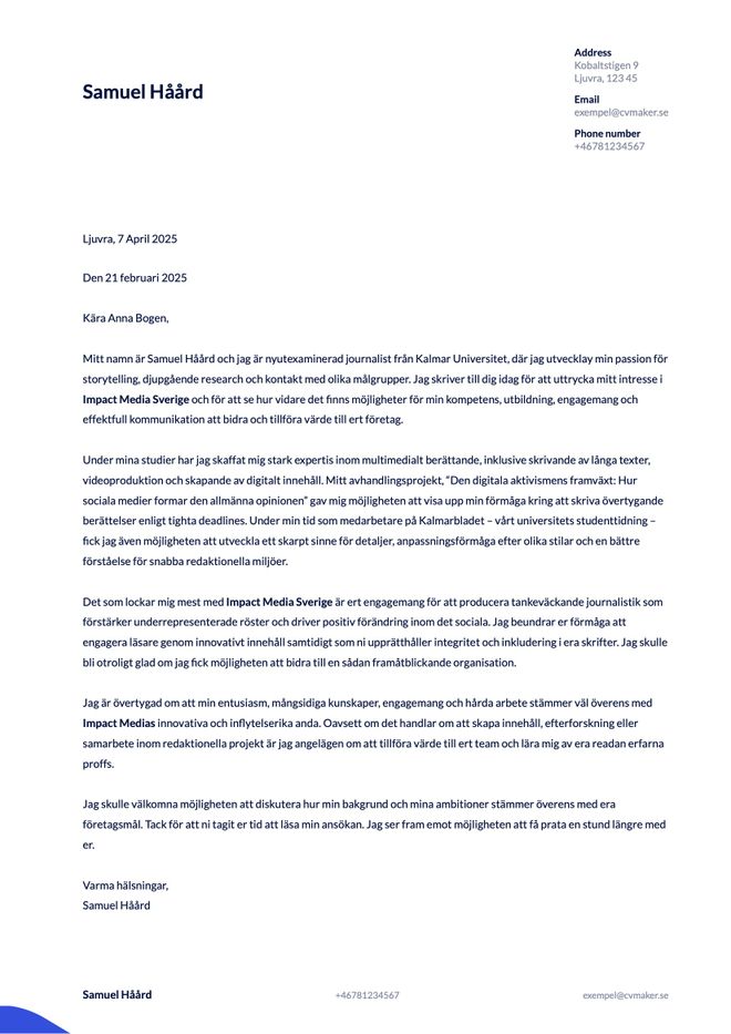 Öppen Ansökan Exempel