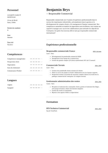 CV exemple toronto