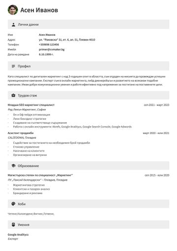 CV шаблон berkeley кафяво