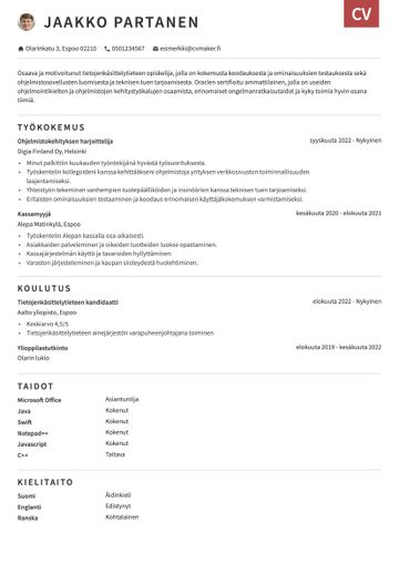 cv pohja otago punainen