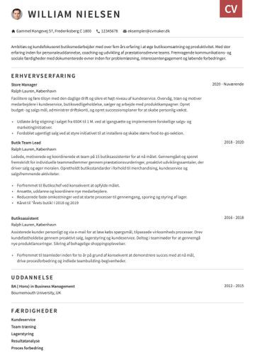 CV-skabelon otago rød