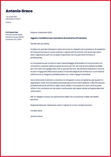 lettera presentazione esempio michigan rosso
